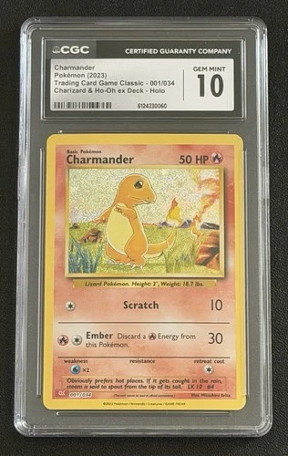 Charmander 001/034 Holo CGC 10 Gem Mint Pokémon TCG: Classic Collection 2023