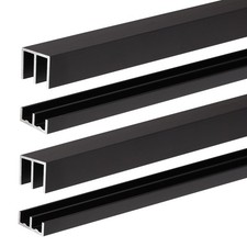 2 Sets Metal Sliding Door Track Set for 1/4" Thick Panels Glass Cabinet Door ...