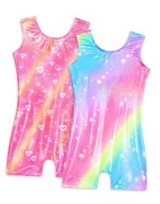 Gymnastics Leotards for Girls - 2 5-6 Years 2pcs Pink Orange Heart  Rainbow