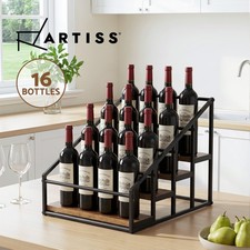 Artiss 4-Tier Wine Rack Tabletop Countertop Bottle Holder 16 Bottle Freestanding