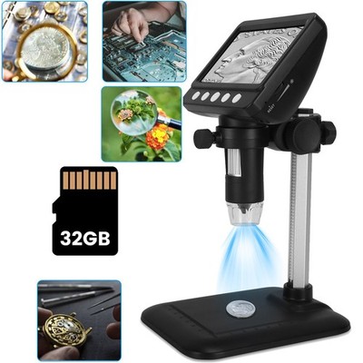 4.3 Inch LCD Digital Microscope with 1000X Magnification and 1080P Photo Video