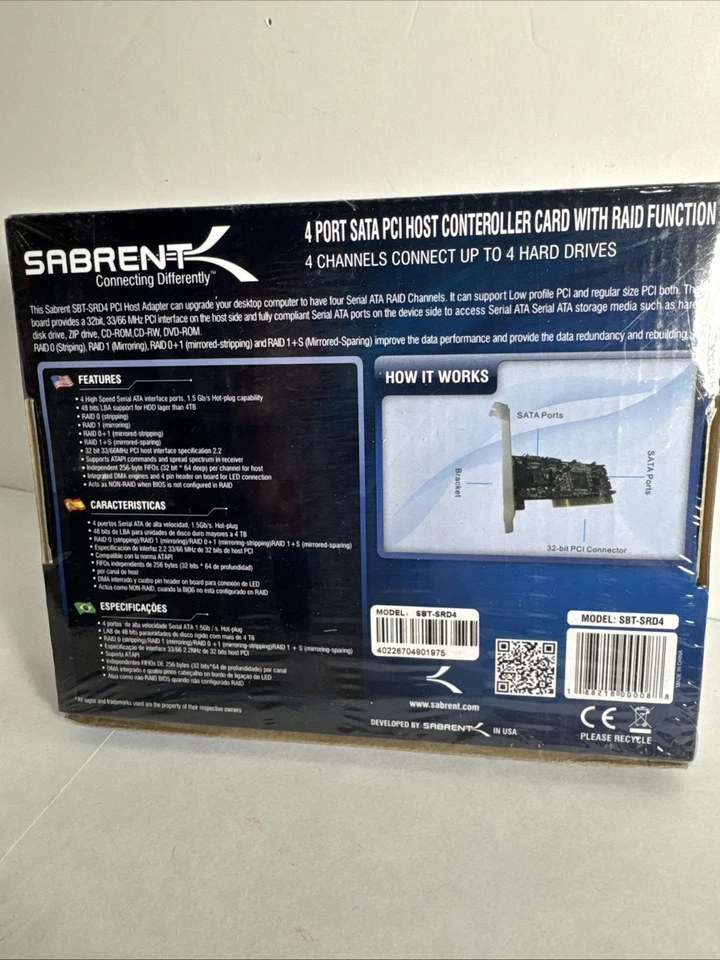 Sabrent 4 port sata pci host controller card with raid function new - Image 2 of 4