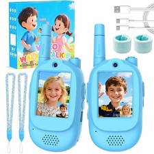 Video Walkie Talkies for Kids, 2 Pack Rechargeable Real-Time Video Chat Voi...