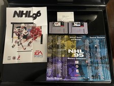 NHL 95, 96 (Super Nintendo SNES) Cartridge Lot with Posters 