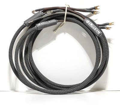 ZU LIBTEC 8 FOOT PAIR SPEAKER WIRE - ONE END SPADES OTHER END BANANAS /EXCELLENT