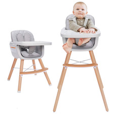 High Chair, 3 in 1 Convertible Wooden High Chair with Adjustable Legs Removab