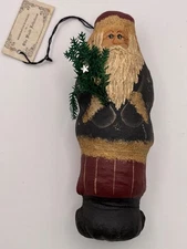 Vtg Olde World Reflections Fabric Santa Christmas Primitive Folk Art Figure 6"