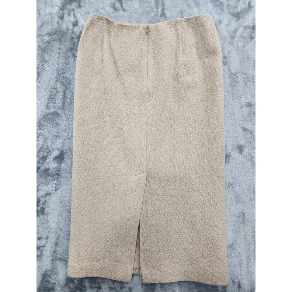 Falda vintage Ralph Lauren etiqueta negra para mujer 4 beige mezcla de lana corte lápiz midi Foto 3 de 4