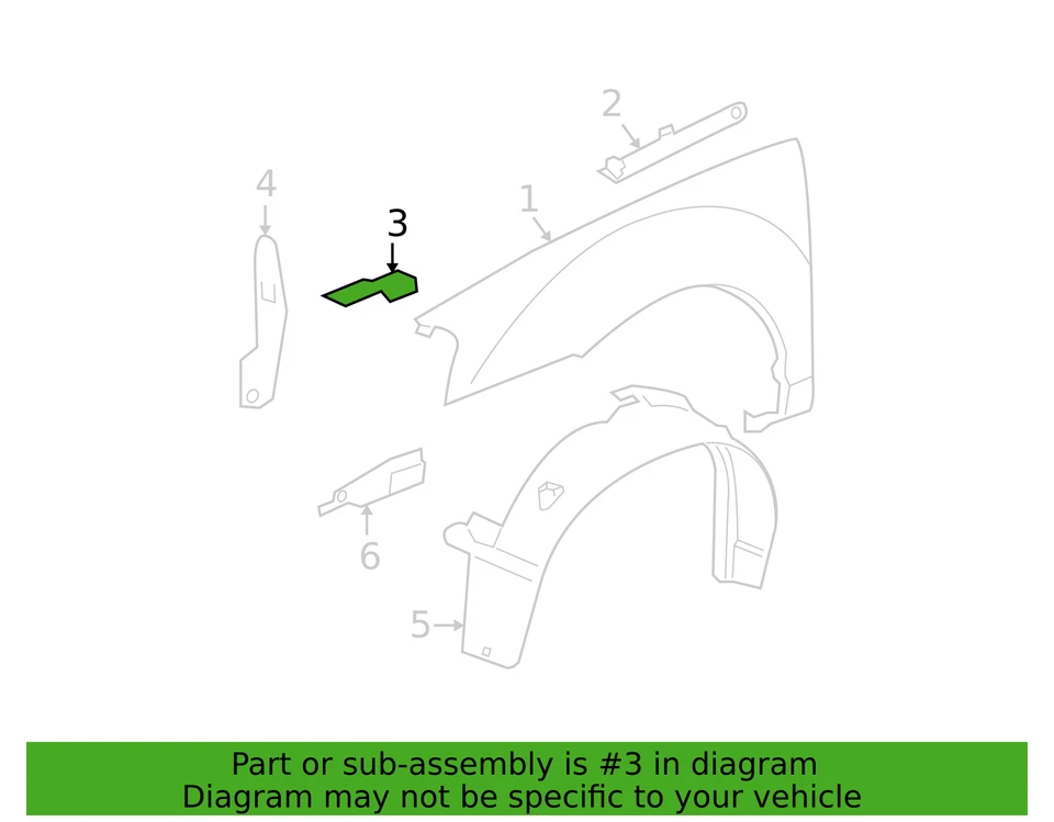 1997-2009 GENUINO GUARDABARROS GM SOPORTE INFERIOR, PIEZA OEM NUEVA, NÚMERO DE PIEZA 15293619 Foto 3 de 4