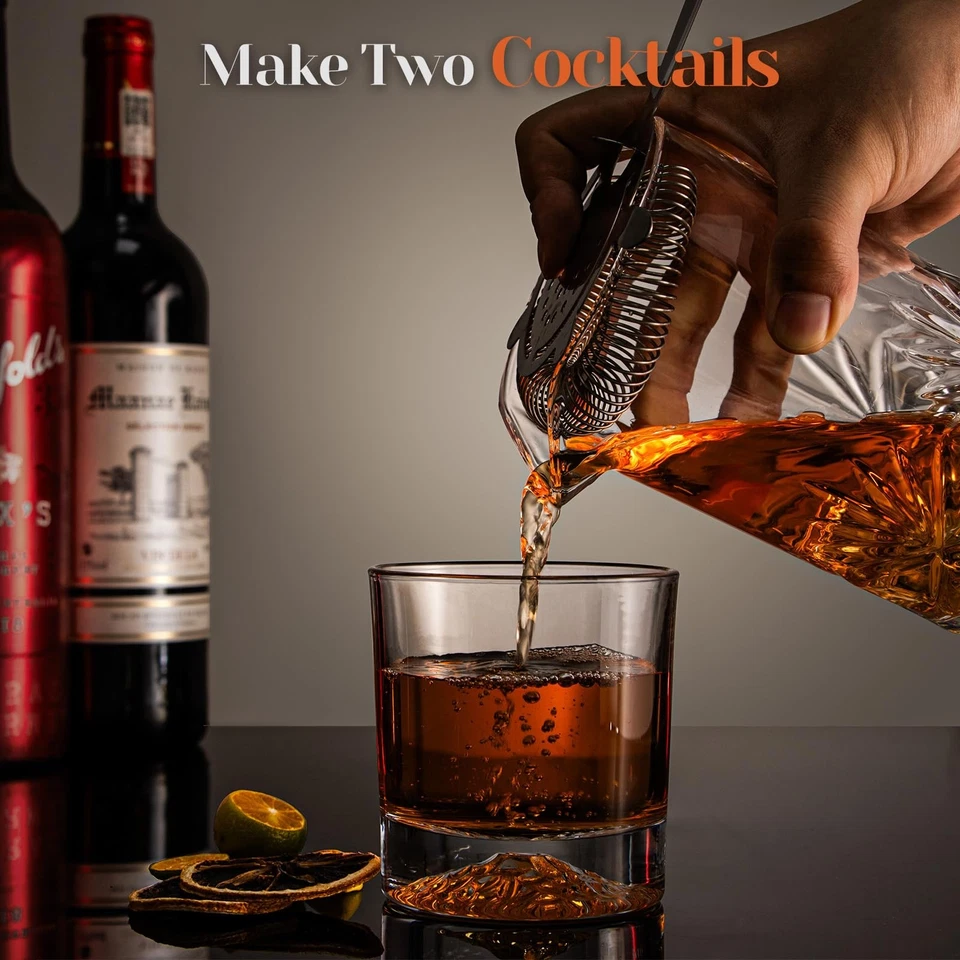 Vaso Mezclador de Cóctel, Kit Bartender Cristal 18oz, Vaso Mezclador Barra 5 Piezas O... Foto 4 de 4