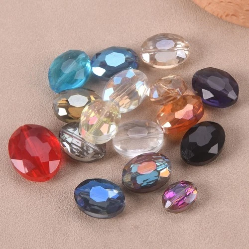 10pcs Oval Faceted 12x9mm 16x12mm 20x16mm Colorful Crystal Glass Loose Beads Lot