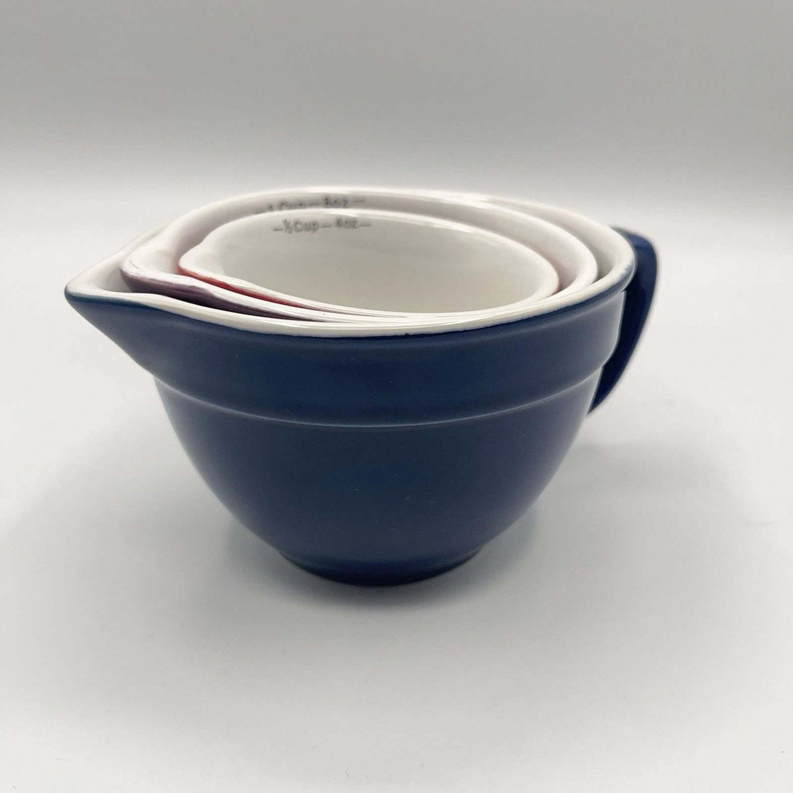 Anchor Hocking Set Of Three Nesting Measuring cups Colorful Ceramic