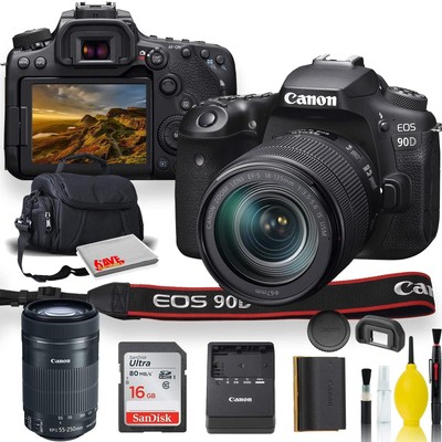 Canon EOS 90D DSLR Camera With 18-135mm Lens, Canon EF-S 55-250mm f/4-5.6 IS STM