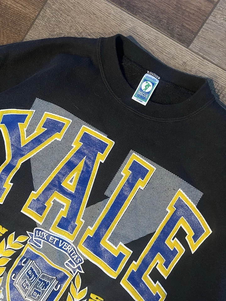 Sudadera Yale University Vintage Años 80 Cuello Redondo Talla XL Disco Escudo Atletismo Foto 2 de 4