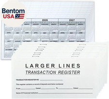 20 Pack Checkbook Register, Check Registers for Personal Checkbook, 6" 3", Bla