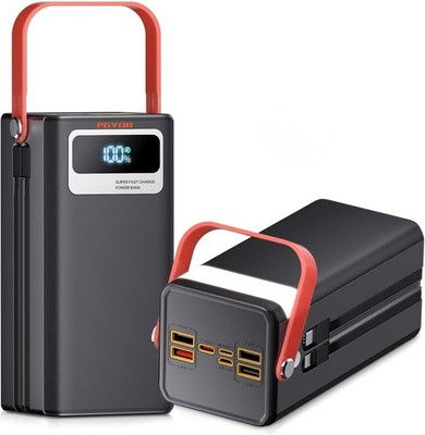XL Power Bank - 45000mAh / 166Wh Capacity & 22.5W In/Out, w/ Built-in USB Cables