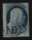 CKStamps: US Stamps Collection Scott#24 1c Franklin Used Thin