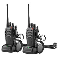 2 Pack Set Long Range Walkie Talkie Two Way Radio W Battery Charger  Earpieces