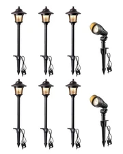 EDISHINE Low Voltage Landscape Lights Kit 12V 8-Pack LED Pathway & Spotlights