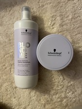 Schwarzkopf Professional BlondMe Purple Shampoo 1L & Mask 500ml Blonde Care Set