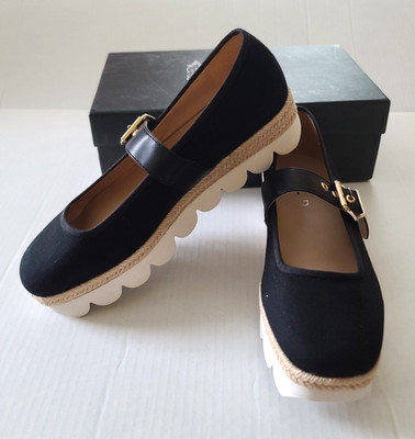 Silent D MIMI Mary Jane Platform Shoes Black US 9.5 EU 41 Canvas Funky NEW