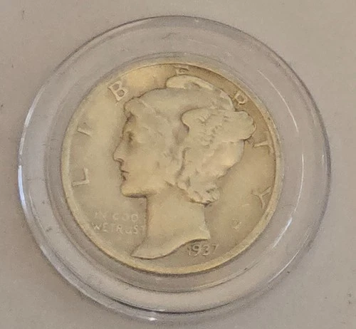1937 S Mercury Silver Dime 90% - 90% Silver - Uncirculated In Capsule