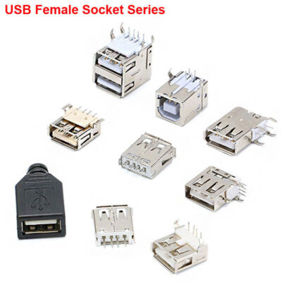 USB Female Socket:Type-A/B,DIP/SMD,Lateral Plug,Double-layer,Jack Connector Port