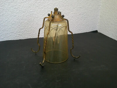 GLOBE LAMPE VEILLEUSE TULIPE EN VERRE BRAS EN LAITON STYLE ART DECO - Photo 1/4