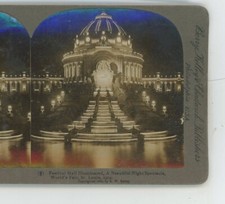 Festival Hall Illuminated St Louis World Fair 1904 Berry Kelley USA Stereoview