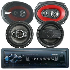 Blaupunkt Irvine70 1 Din MP3 Receiver USB + 4x Audiobank AB-6970 AB-630 Speakers