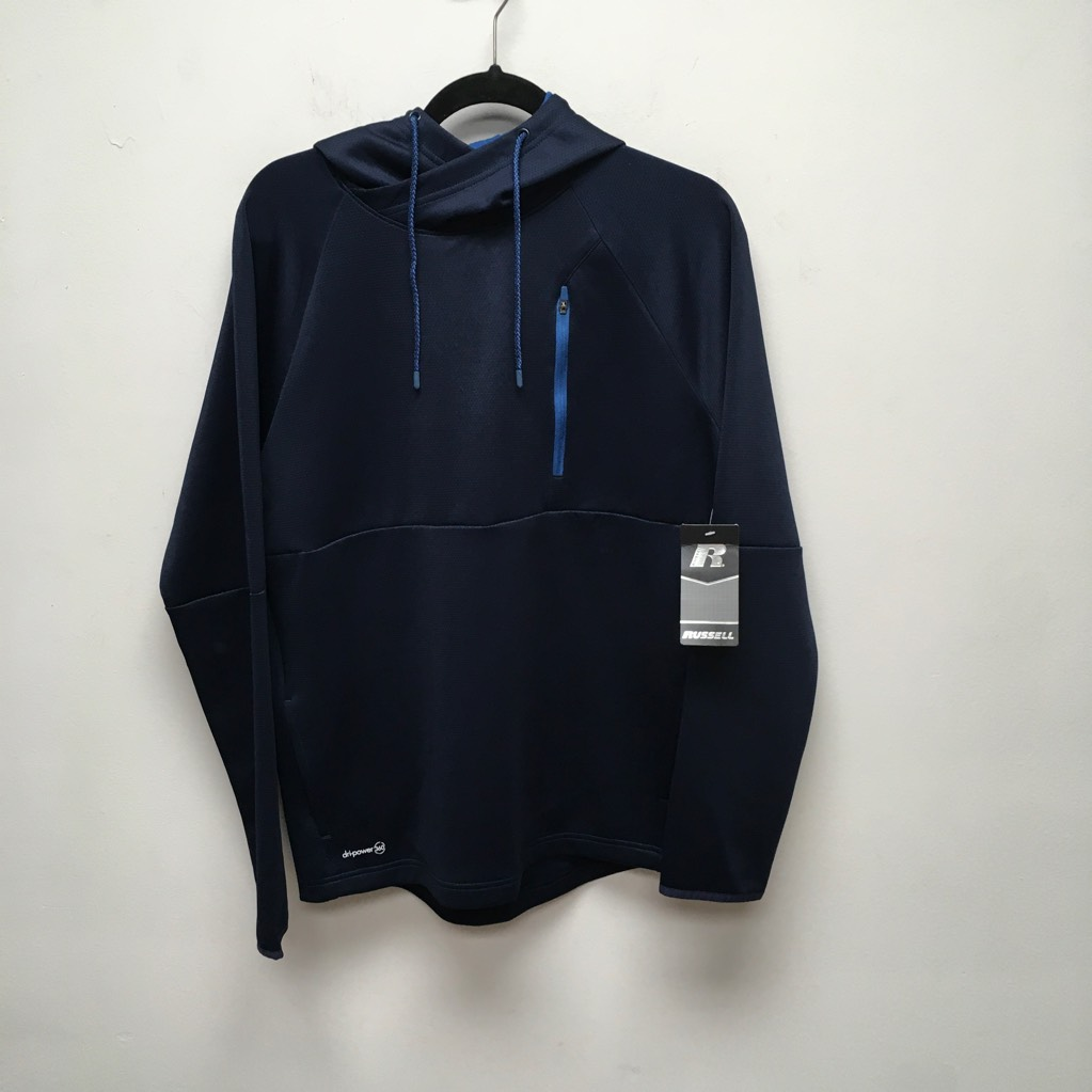 Russell Athletic Mens Hoodie Sweatshirt Black Stretch Pockets