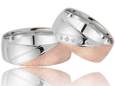 925 wedding rings engagement rings silver rose 1 pair Zirlonia E-188A