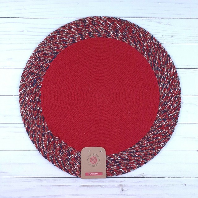 Braided Placemat Centerpiece Red Blue 15 Inch Round eBay