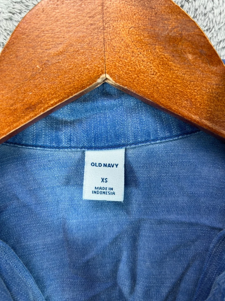 Vestido Camisa Denim Old Navy XS Azul Marino Cuello Popover LyocellChambray Foto 3 de 4