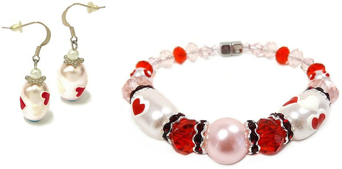 Heart Bracelet Earring set Valentine display picture 2