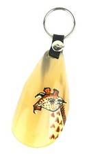 Vintage Keychain Shoehorn Shoe Horn with Hand Painted Giraffe