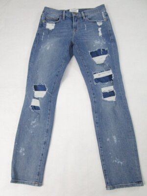 Frame Jeans Size 25 Le Boy Destroyed Patched in Farris Wash