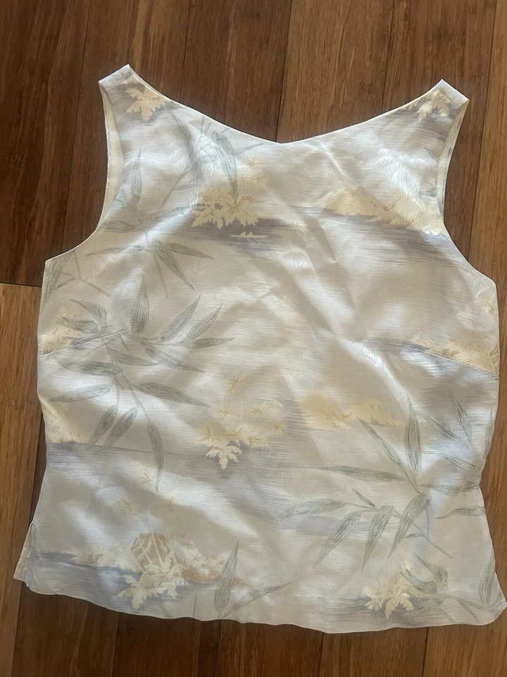 Camiseta sin mangas Tommy Bahama XS para mujer 100 % seda tropical ajustada forrada Foto 2 de 4