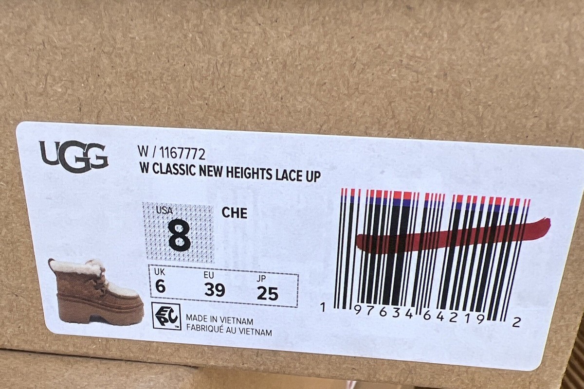UGG CLASSIC NEW HEIGHTS LACE UP WOMEN BOOTS CHESTNUT US 8 /UK 6
