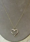 10K Yellow Gold 17 Diamond Heart Pendant Necklace 20" N16 — photo 3
