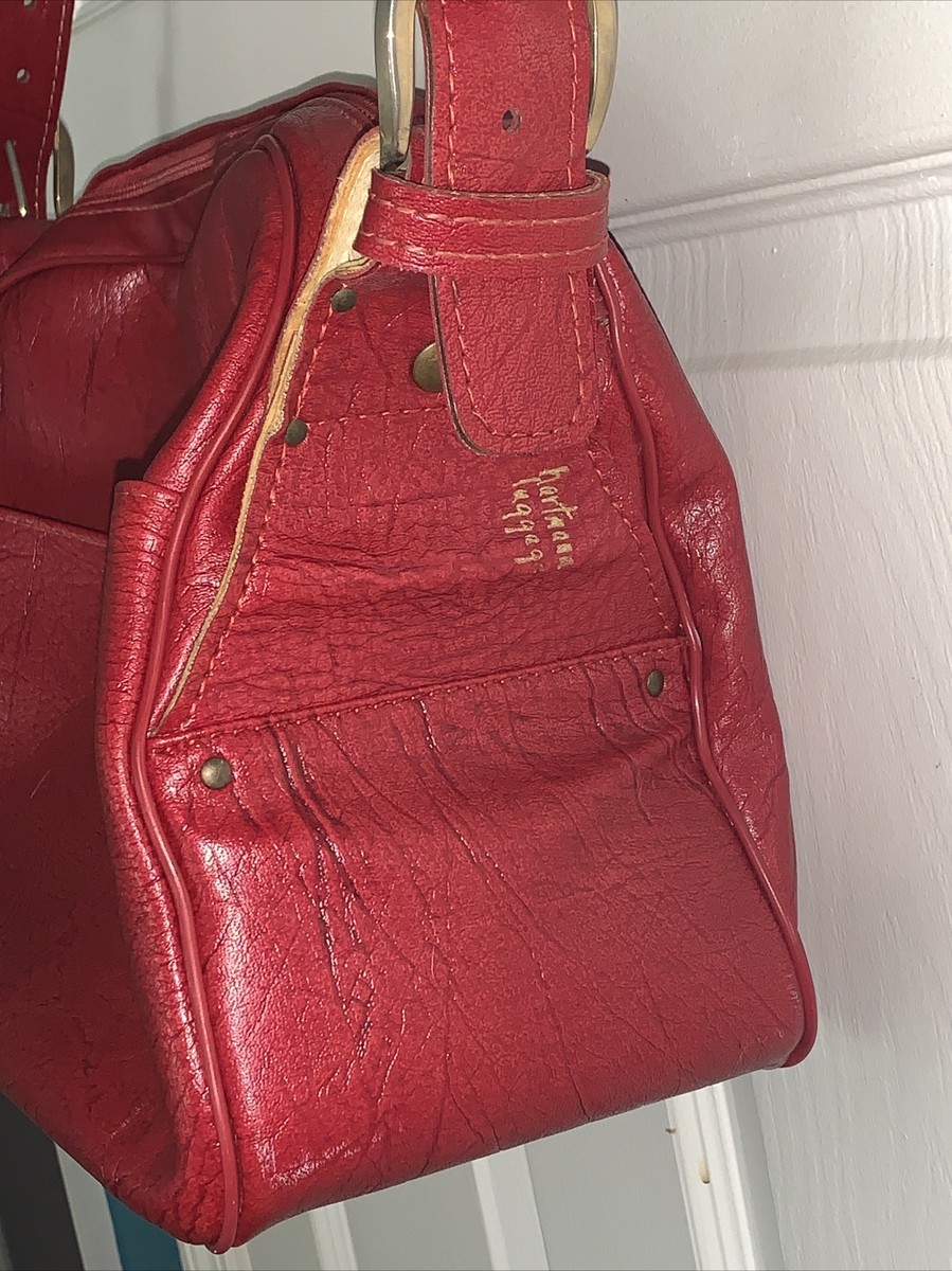 Vintage Oxblood Red Leather Hartmann Lined Weekender Shoulder Bag
