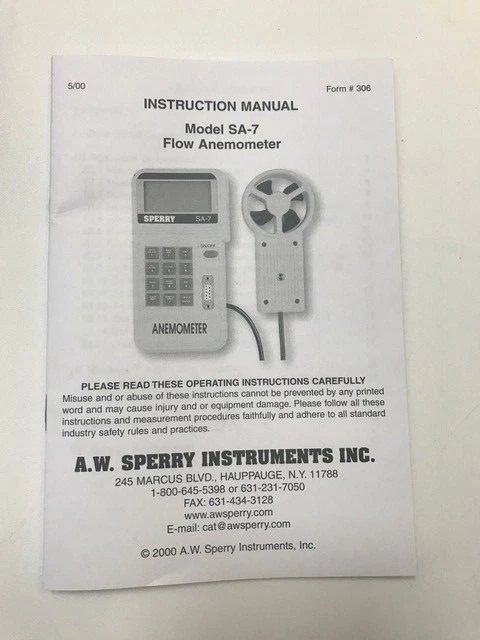 A.W. Sperry SA-7 Wind Air Flow Velocity Digital Anemometer - Image 3 of 3