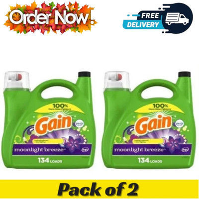 Gain Liquid Laundry Detergent Moonlight Breeze Scent 194 floz 134 Loads (2 Pack)
