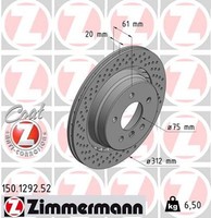 1X Zimmermann Bremsscheibe Sport Z 150.1292.52 FüR BMW E36 Z3 MF3 Wiesmann 3Er