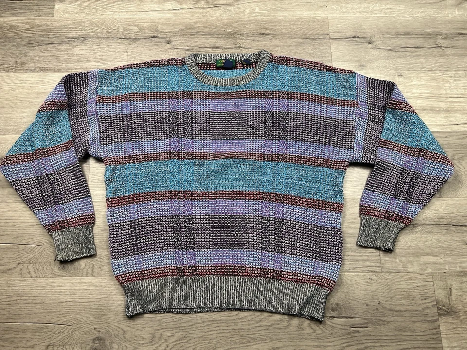 Vintage Colours by Alexander Julian Sweater Mens XL Geometric Pullover 90s COSBY - Image 4 of 4