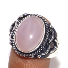Hot Deal Rose Quartz 925 Silver Plated Handmade Ring US 9 Gift Jewelry MJ