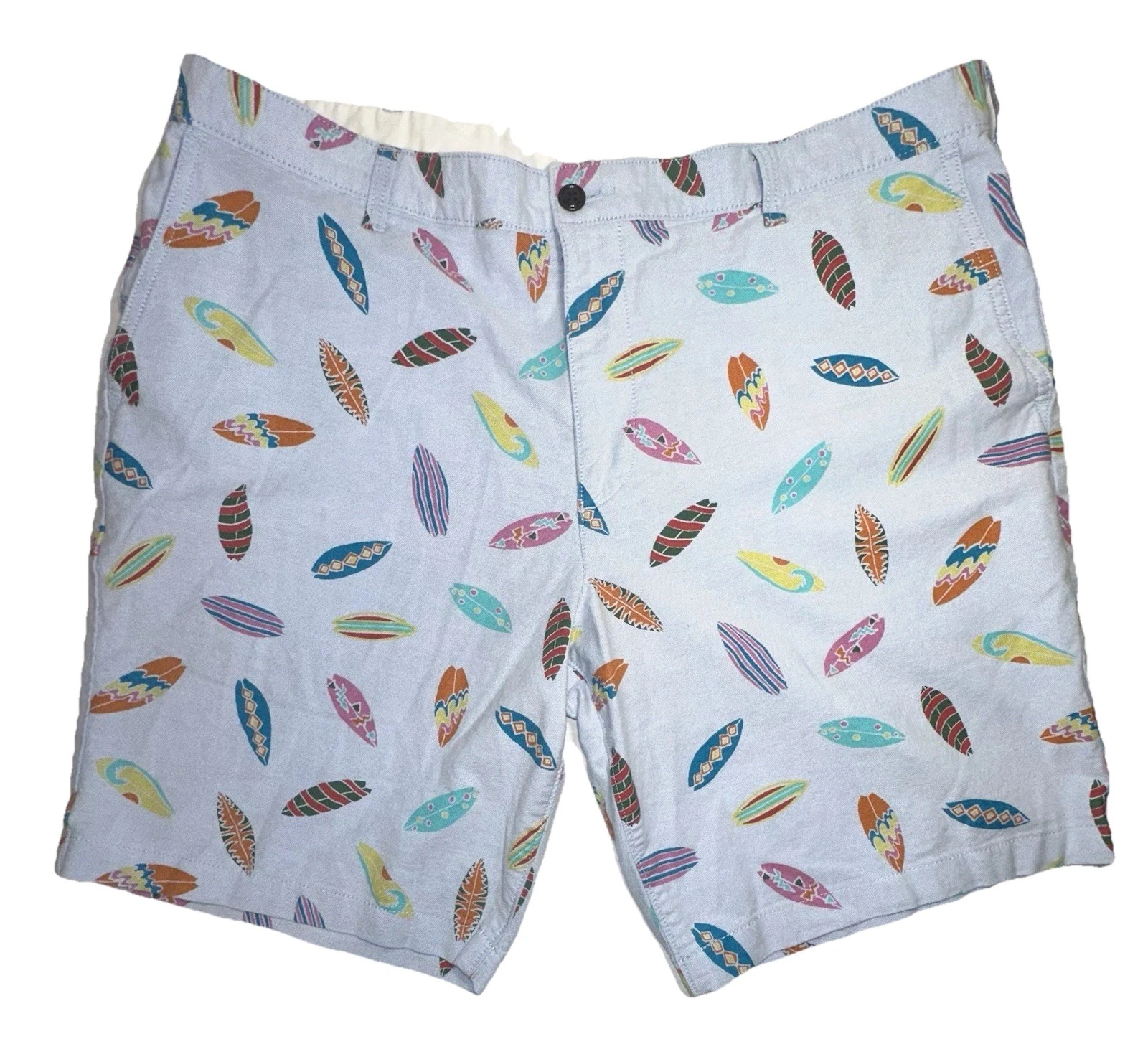 Dockers Shorts Mens Size 40 Light Blue Surfboard Print Chino Beach Vacation Prep