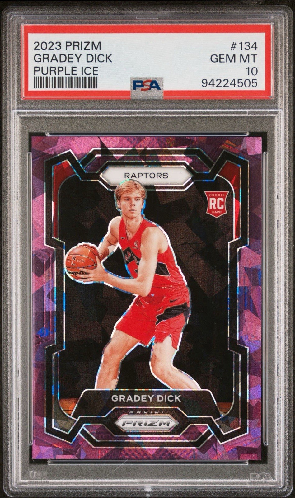 2023-24 Panini Prizm - Gradey Dick #134 Purple Ice Prizm /149 (RC)