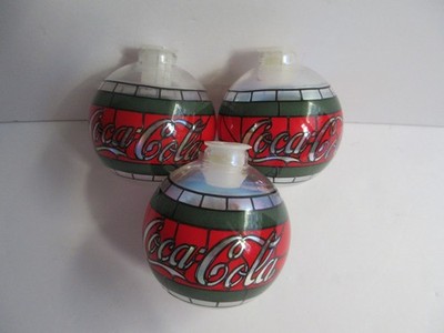 3 Coca Cola Stained Glass Christmas Light Covers Cavanagh Vintage 1997 Barcana
