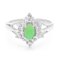Cavill Damen Ring Sterlingsilber 925 Chrysopras 0,4Ct Oval Echtschmuck